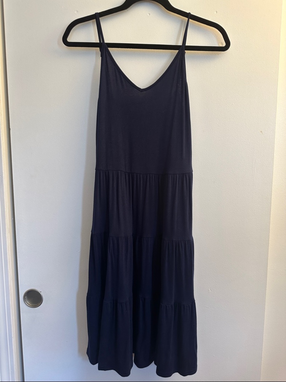 Women’s Navy Tiered Slip Dress - Sleeveless V-Neck